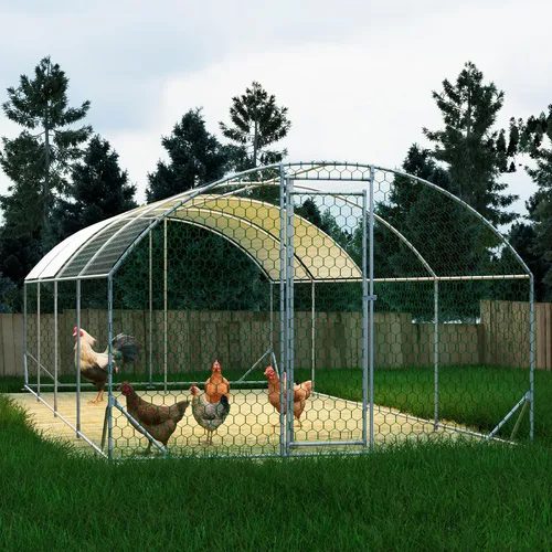 Miniatura 7 de Gallinero de metal grande, jaulas de gallinero con cubierta impermeable y anti-ultravioleta para exteriores