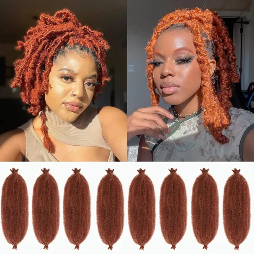 Miniatura 32 de Cabello afro Twist morado degradado de 16 pulgadas, cabello Marley pre-separado para rastas suaves, cabello trenzado Marley Twist Ombre Kinky Spring