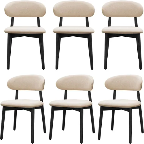 Miniatura 16 de Juego de 2 sillas de comedor de granja, modernas sillas de comedor de madera de mediados de siglo, sillas de comedor tapizadas de tela de granja