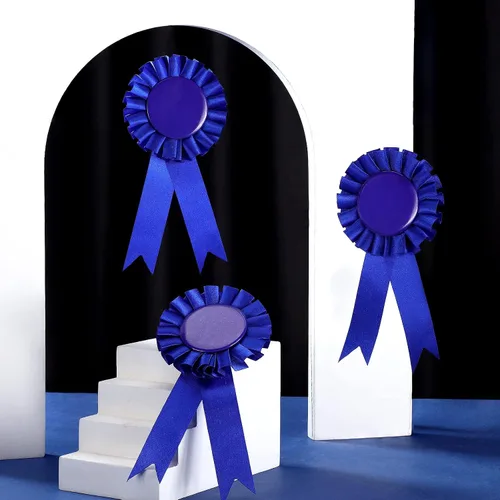 Miniatura 7 de 6 cintas de premio en blanco, cinta de roseta del primer lugar, cinta ganadora de victoria, cintas de reconocimiento de lujo para competición, Azul