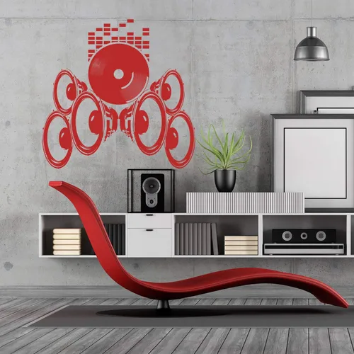 Miniatura 5 de Adhesivo de vinilo de pared para altavoces de música, diseño de radio, impermeable, extraíble, para grabación, mural de casa de grabación de audio