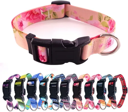 Miniatura 12 de Love Dream Collar de perro resistente con hebilla de liberación rápida ajustable con patrones geométricos florales para perros pequeños, medianos