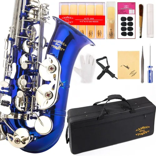 Miniatura 8 de Kit de cuidado para saxofón con 11 reeds, 8 para saxofón alto cojines, funda, Glory E Flat