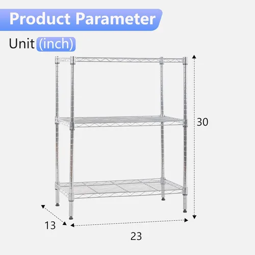 Miniatura 3 de FDW Unidades de estantería de alambre de 3 niveles, estante de almacenamiento de metal, 23L x 13A x 30Al pulgadas, estantes de despensa ajustables