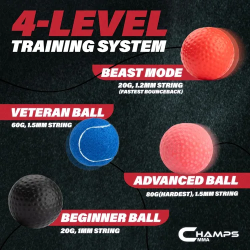 Miniatura 3 de Champs MMA Boxing Reflex Ball Set with Punch Counter App – Hand-Eye Coordination & Speed Training Kit