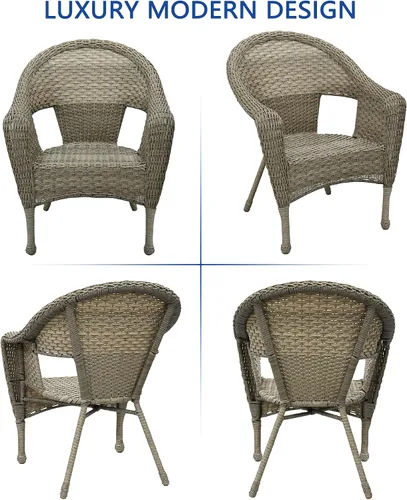 Miniatura 6 de Jeco Silla individual Clark de mimbre de resina gris