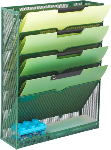 Miniatura 14 de EASEPRES Organizador de Archivos de Escritorio de Malla de 4 Niveles, Soporte de Organización de Documentos Colgante para Montaje en Pared, Estante