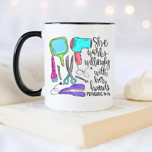 Miniatura 4 de YouNique Designs Taza de café para estilista, 11 onzas, taza para peluquería, taza para estilista para mujer, regalos de peluquería (mango negro)