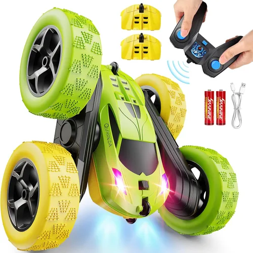 Miniatura 10 de QUNREDA Coches RC, Coche de Control Remoto Rosa para Niñas, 2.4 GHZ Coche de Acrobacias RC de Doble Cara Giratorio 360° Control Remoto Crawler