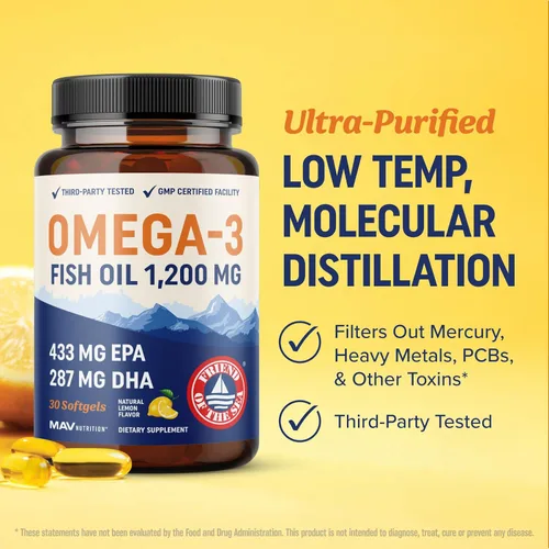 Miniatura 4 de Aceite de pescado Omega 3 Triple Strength 1200 mg EPA y DHA Ácidos grasos omega-3 capturados en la naturaleza y de origen sostenible