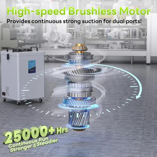 Miniatura 5 de FumeClear FC-2003 Extractor de humo de doble puerto para grabado láser de 20 W 30 W, bajo ruido, succión fuerte 330 m³/h, sistema de filtración de 3
