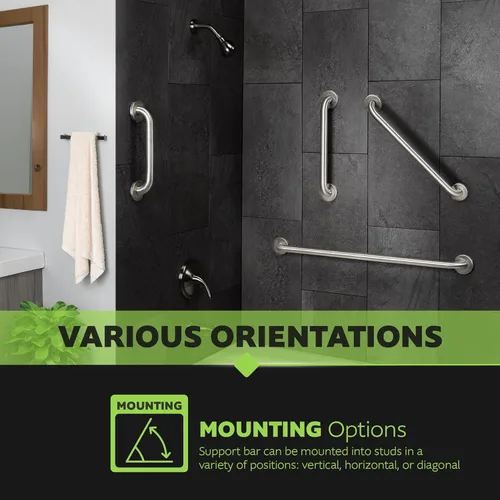 Miniatura 3 de Homewerks 068 HW11416SS - Barra de agarre para baño de 16 pulgadas con diámetro de 1-1/4 pulgadas y tornillos ocultos, compatible con la ADA, acero