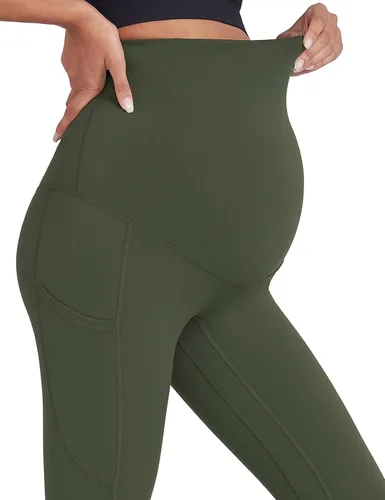 Miniatura 5 de Enerful Leggings de entrenamiento de maternidad para mujer, sobre el vientre, ropa activa, atléticos, suaves, pantalones de yoga con bolsillos
