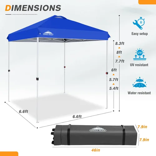 Miniatura 379 de EAGLE PEAK Tienda de campaña desplegable con bolsa de transporte con ruedas, 8 estacas, 4 cuerdas, 4 bolsas de peso, toldo de tienda de campaña