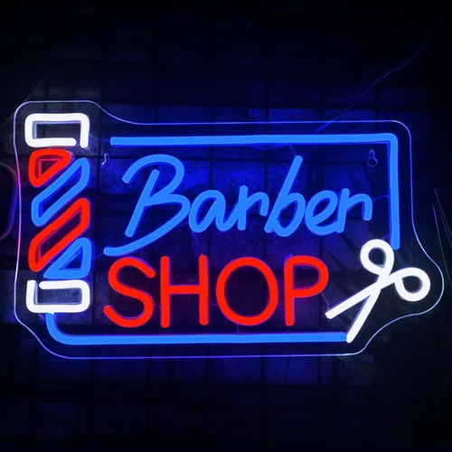 Miniatura 2 de Looklight Letrero de neón para barbería, señal de poste de barbero con LED, luces de neón para decoración de pared, señal de neón para estación