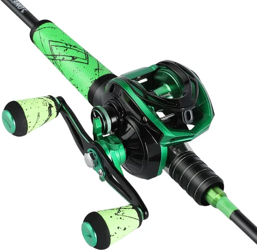 Miniatura 3 de One Bass Combo de Caña y Carrete de Pesca, Combo de Baitcasting Rápido Medio, Fibra de Carbono de 24 Toneladas, 2 Piezas de Cañas de Pescar