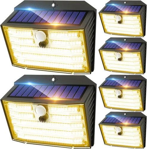 Miniatura 17 de CLAONER Luces solares para exteriores [126 LED], luces inalámbricas con sensor de movimiento, luces de seguridad impermeables IP65, 3 modos, ángulo
