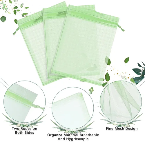 Miniatura 3 de Boao 200 bolsas de protección de frutas con cordón para proteger la red de verduras, bolsa de malla reutilizable para jardín, manzanos