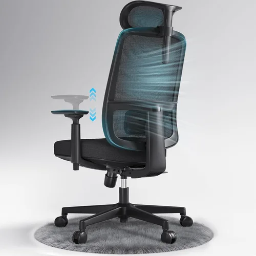 ErgoSift M1 Silla ergonómica de malla para oficina, silla de escritorio de oficina en casa con soporte lumbar ajustable, cómoda silla de juegos para
