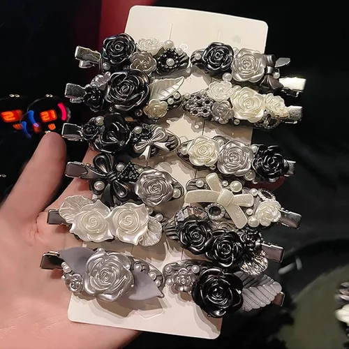 Miniatura 4 de 250 cuentas 3D con parte trasera plana, lazos de flores surtidos en color negro, rosa, blanco, cuentas de mariposa con parte trasera plana, perlas