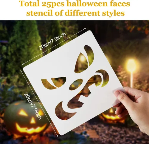 Miniatura 2 de 25 plantillas reutilizables de Halloween para dibujo de calabaza, plantillas temáticas de Halloween, plantillas temáticas de Halloween, plantilla