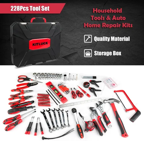 Miniatura 3 de KITLUCK Kit de herramientas para el hogar de 228 piezas, juego de herramientas de reparación de manos para el hogar para hombres, juego de caja