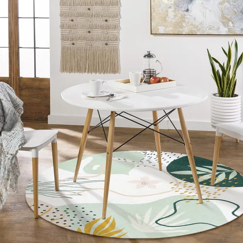 Miniatura 3 de Lahome Alfombras Redondas Boho - Alfombra de Área Redonda Pequeña de 4 Pies Lavable Antideslizante Suave y Bonita Alfombra Redonda para Nursery que