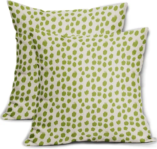 Miniatura 73 de Fundas de almohada marrón y blancas de 18 x 18 pulgadas, juego de 2 almohadas boho grises con lunares, fundas de almohada modernas estampadas