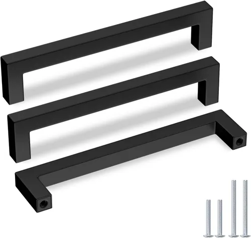 Miniatura 19 de Goldenwarm 1 paquete de tiradores de gabinete negros de 3 pulgadas, tiradores de cajón para gabinete de cocina, manijas negras para cómoda, acero