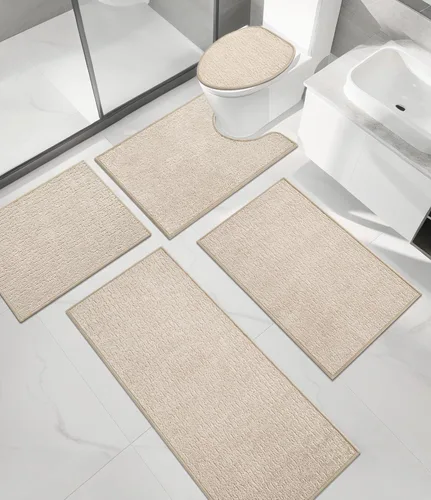 Miniatura 49 de Chakme Juego de 2 alfombras de baño ultrafinas, absorbentes, antideslizantes, lavables a máquina, color negro, 17 x 24 pulgadas / 17 x 30 pulgadas