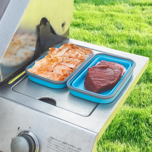 Miniatura 3 de Recipientes plegables extra grandes para almacenamiento de alimentos con tapa y ventilación de aire, 58 oz, paquete de 4, recipiente plegable XL