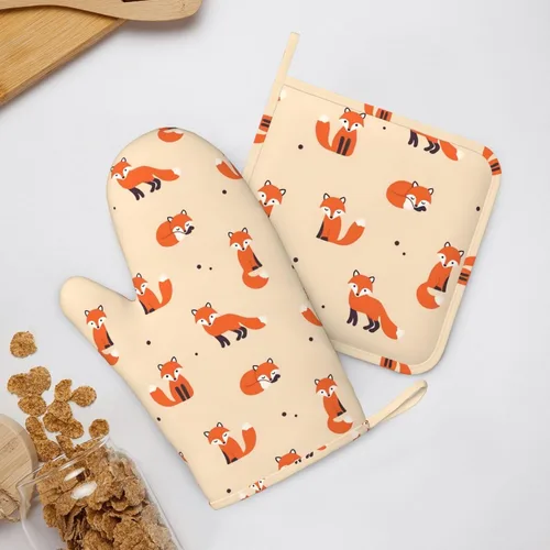 Miniatura 15 de Ohio State - Juego de manoplas de horno y soportes para ollas, resistentes al calor, antideslizantes, de silicona, con guantes de horno y Gris