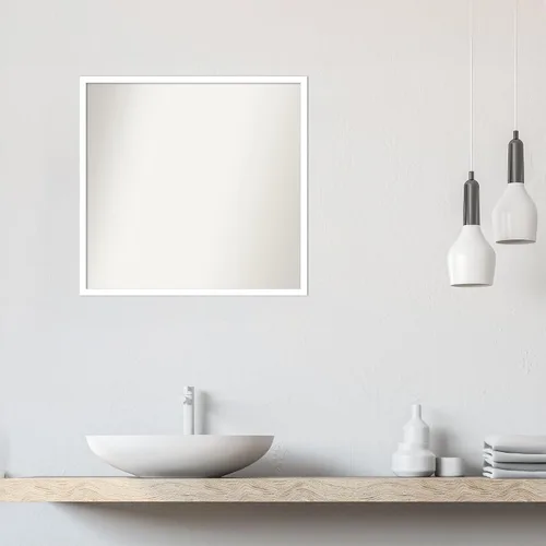 Miniatura 791 de Amanti Art Espejo de baño blanco para sobre el fregadero, 32 x 45 pulgadas, espejo de tocador rectangular blanco esbelto, marco de madera moderno