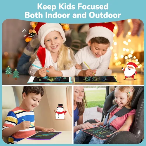 Miniatura 8 de TECJOE - Set de tableta de escritura LCD, tableta de dibujo colorida de 8.5 pulgadas para niños, juguetes de juegos de viaje para niños, actividades