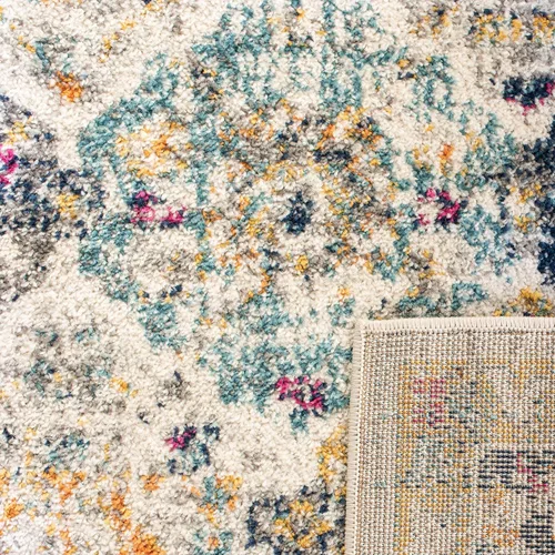 Miniatura 6 de SAFAVIEH Madison Collection - Alfombra de pasillo, 2 pies 3 pulgadas x 12 pies, color crema y multicolor, diseño bohemio desgastado elegante,