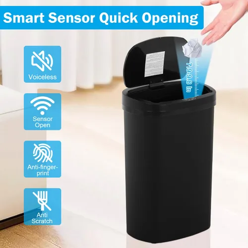 Miniatura 4 de Cubo de basura de 13 galones con tapa, sensor de movimiento, cubo de basura de cocina, material plástico impermeable y a prueba de desorden