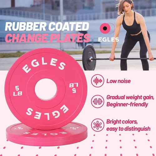 Miniatura 3 de Egles Juego de Placas de Cambio 1.25LB, 2.5LB, 5LB - Placas de Peso Recubiertas de Goma en Pares, Placas Bumper Olímpicas, Codificadas por