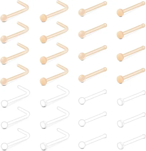 Miniatura 8 de MODRSA 18g 20g Nude Clear Nose Studs for Work Clear Piercing Retainers for Surgery Plastic Septum Retainer 16g Labret Lip Studs Plastic Cartilage