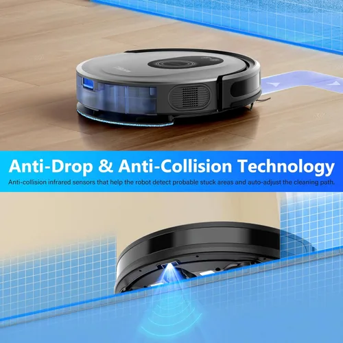 Miniatura 10 de Tikom Robot aspirador y trapeador combinado, aspiradora robótica de 5000 Pa, 150 minutos máximo, aplicación y control remoto, ideal para suelos