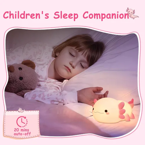 Miniatura 3 de Ammonite Axolotl Gifts, Luz Nocturna de Axolotl para Niños - Lámpara LED Táctil de Silicona Suave y Linda, Navidad Cumpleaños, Decoración Kawaii