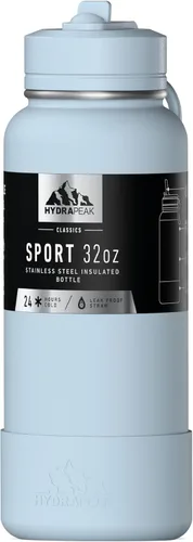 Miniatura 13 de Hydrapeak Botella de agua deportiva aislada de 32 onzas con tapa con popote, a prueba de fugas y derrames, mantiene las bebidas frías durante 24