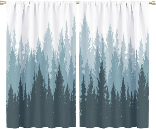 Miniatura 37 de Cortina de bosque neblinoso, bosque verde brumoso, paisaje natural, pino, alerce, niebla, montaña, oscurecimiento de habitación, puerta, ventana