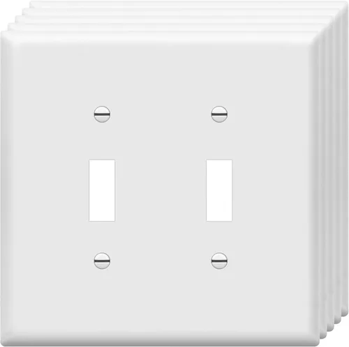 Miniatura 25 de ENERLITES Cubierta doble para interruptor de palanca, placa de pared para interruptor de luz de dos bandas, acabado brillante, 2 bandas de 5.5 x 5.5