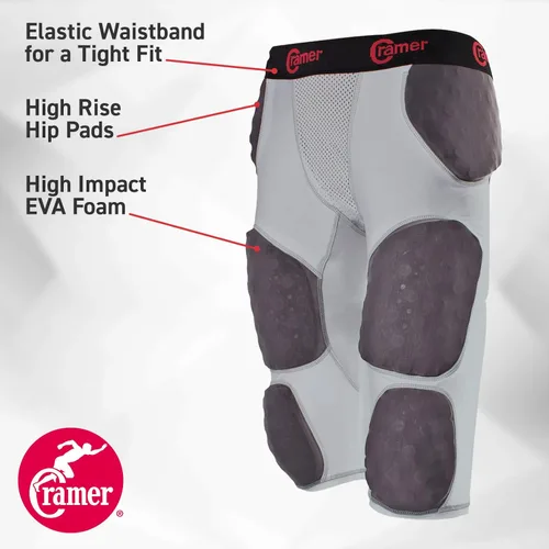 Miniatura 3 de Cramer Thunder 7 Pad Football Girdle with Integrated Hip Thigh and Tailbone Pads