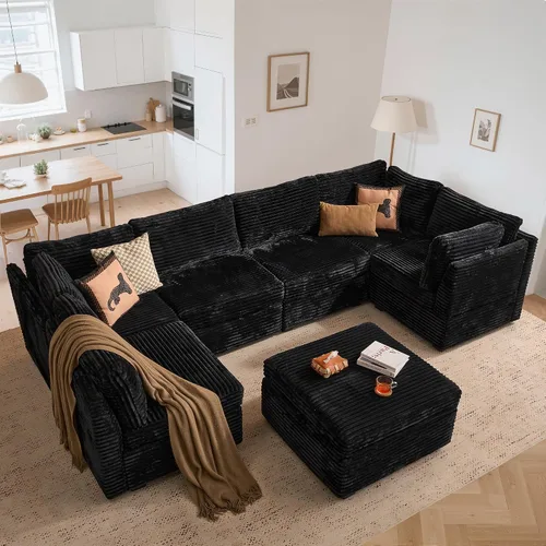 Miniatura 50 de Sofá Seccional Modular Sofá Nube - Sofás Seccionales Cómodos de Gran Tamaño en Forma de L para Sala de Estar, Sofá Cama Sleeper Convertible