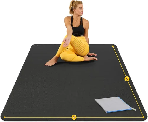 Alfombrilla de yoga grande de 6 x 4 x 8 mm extra gruesa, duradera, ecológica, antideslizante y sin olor para ejercicio descalzo y premium para