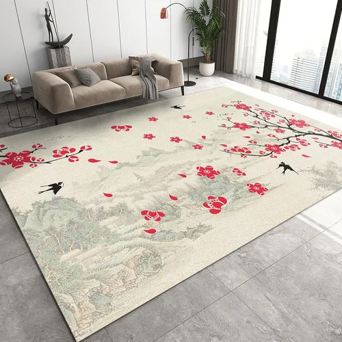 Miniatura 11 de Alfombra minimalista de lujo con diseño geométrico para sala de estar, alfombra moderna con estampado de mármol rosa dorado, alfombra rectangular