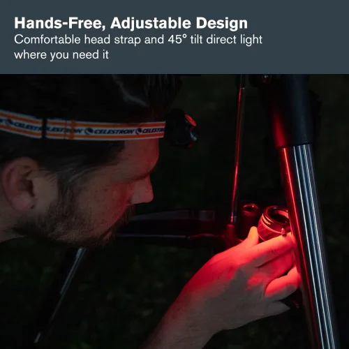 Miniatura 5 de Celestron – Linterna de visión nocturna para la cabeza – Múltiples modos de luz – Incluye configuración SOS – Ideal para astronomía y campamento