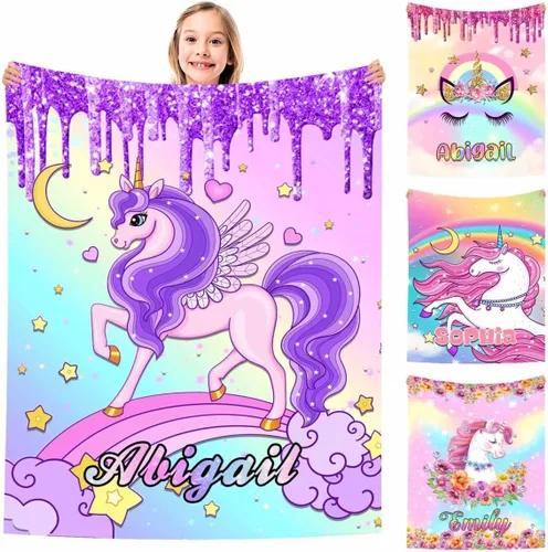 MyPupSocks Manta Decorativa Personalizada con Nombre Personalizado Mantas para Niña Hija Nieta Manta Bonita (7 Tamaños)