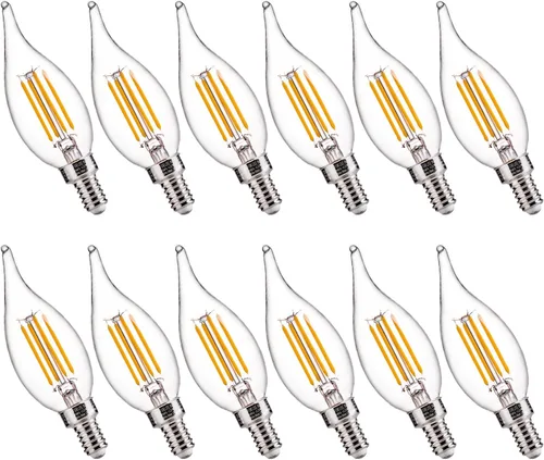 Miniatura 13 de FLSNT Bombillas LED para candelabro CA11 E12, bombillas LED regulables, equivalente a 40 W, luz blanca cálida de 2200 K, 330 lm, acabado de vidrio